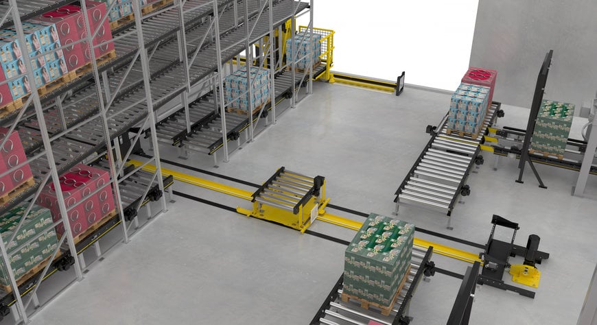 Interroll breidt Modular Pallet Conveyor Platform (MPP) uit met stacker crane en transferwagen